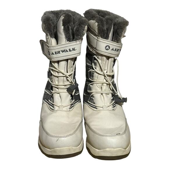 AirWalk Women's Winter Snow Boots Faux Fur White Gray Lace Up Size 9 - Picture 3 of 8